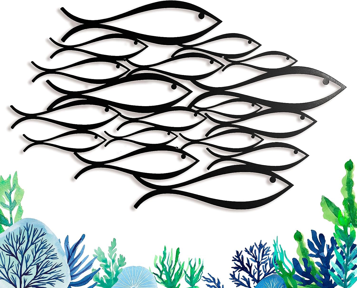 Metal Decorative Floating Wall Sculpture with Shadow Steel (43 x 31 cm, Fish) — image 1