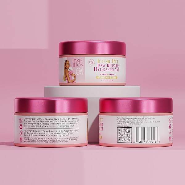 PARIS HILTON PAW REPAIR CREAM – SULFATE-FREE & FRAGRANCE-FREE, 120ML | HYPOALLERGENIC, NOURISHING DOG CREAM FOR SOFT, HEALTHY PAW PADS
