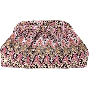 MakeMeChic Women's Boho Striped Clutch Handbag Vintage Dumpling Bag Purse | Ruched, Kiss Lock
