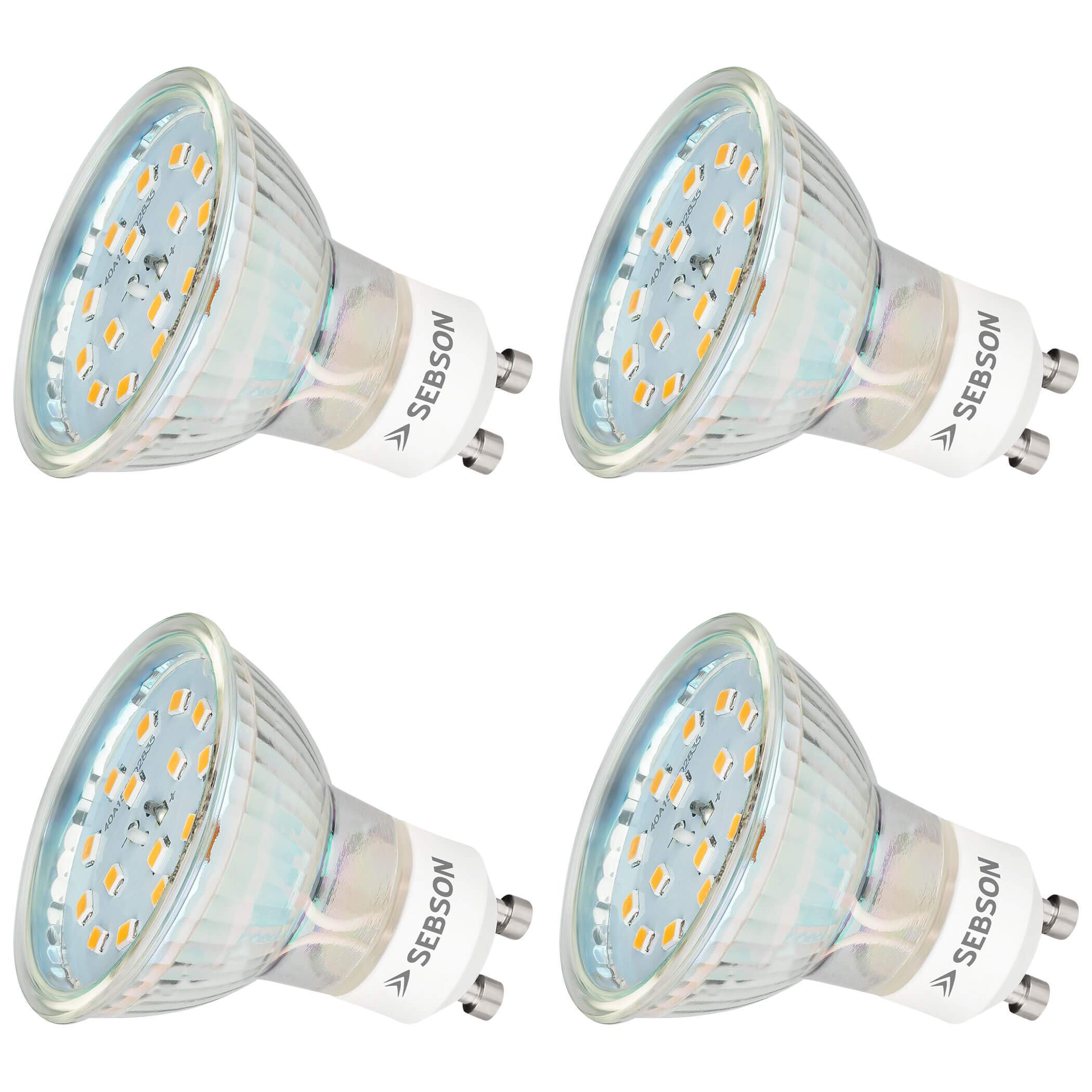 SEBSON GU10 LED Bulbs Warm White 3000K, 5W - 4 Pack - Spot Lights Ceiling - Equivalent 35W Halogen Bulbs, RA97, 420lm, 110º Beam Angle - 230V Bulb, not dimmable
