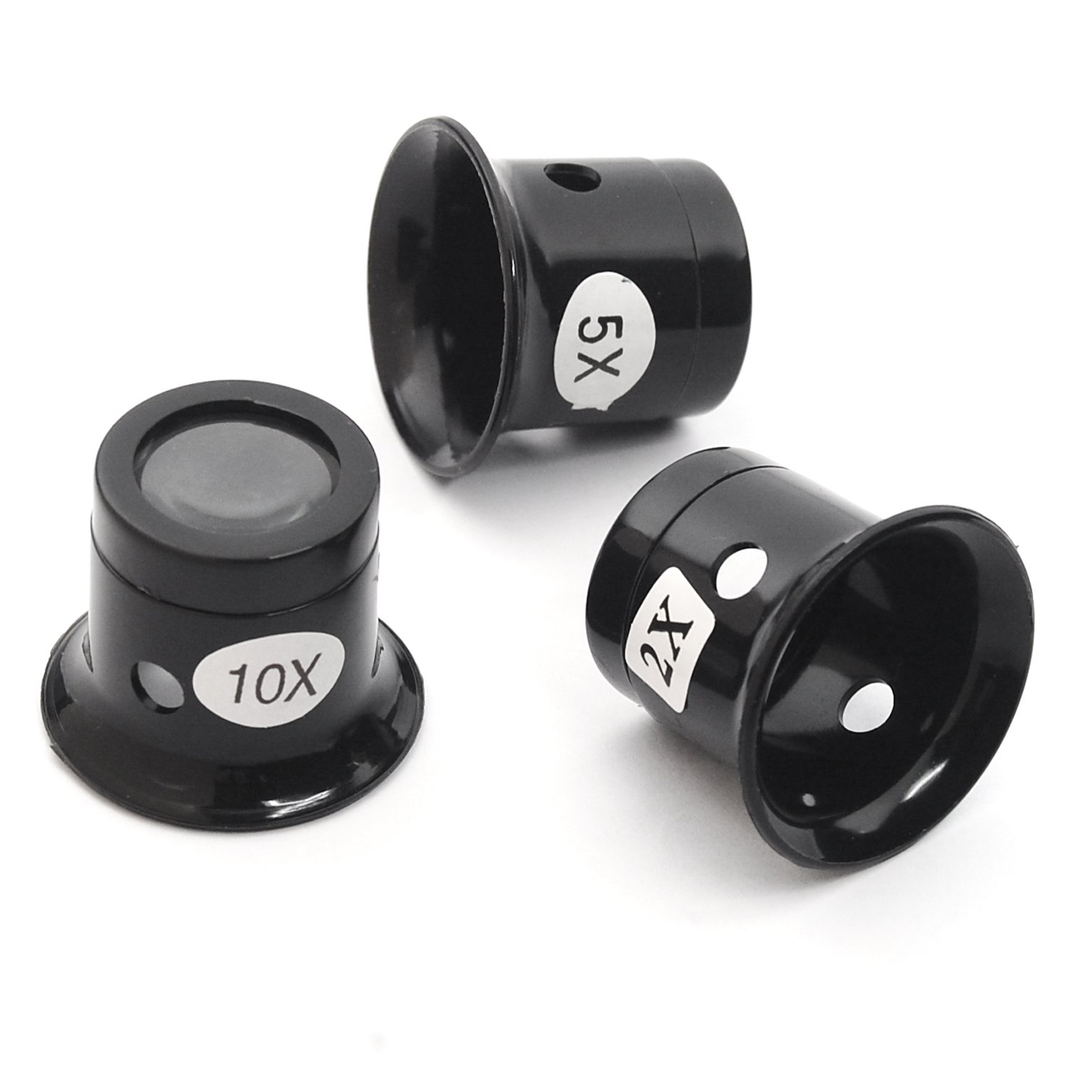 TRIXES 3pc Jeweller’s Watchmaker Eye Loupe Magnifying Glass Set, 2X 5X 10X, Watch Repair, Arts and Crafts