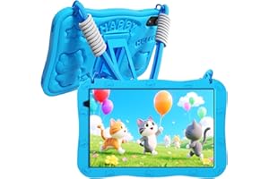 PRITOM 10 inch Kids Tablets, Android 15 Tablet with Lanyard 32GB, Five-Core, HD IPS Display, WiFi, Dual Camera, Toddler Table