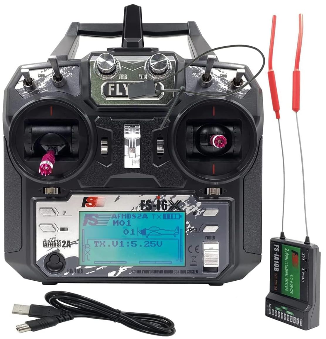 Photo 1 of DTXMX FS-i6X 10CH Radio Transmitter and Receiver FS-iA10B 2.4G RC Controller for Airplane Helicopter FPV Drone RC Quadcopter Fly in The vast Sky (Mode-2)