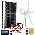 Pikasola 24V Wind Turbine Generator 400W + 200W Monocrystalline Solar Panel Kits suit for RV Marine Home Solar Wind Hybrid System