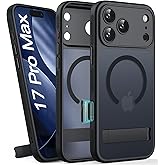BXYJY for iPhone 17 Pro Max Case with Stand, Magnetic Compatible with MagSafe, Camera Control Button, Full Lens Protection, Rugged Military Grade Drop, Translucent Matte Slim Case for 17 Promax, Black