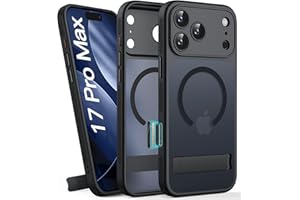 BXYJY for iPhone 17 Pro Max Magnetic Case with Stand, Camera Control Button, Compatible with MagSafe, Full Lens Protection, Rugged Military Grade Drop, Translucent Matte Slim Case for 17 Promax, Black