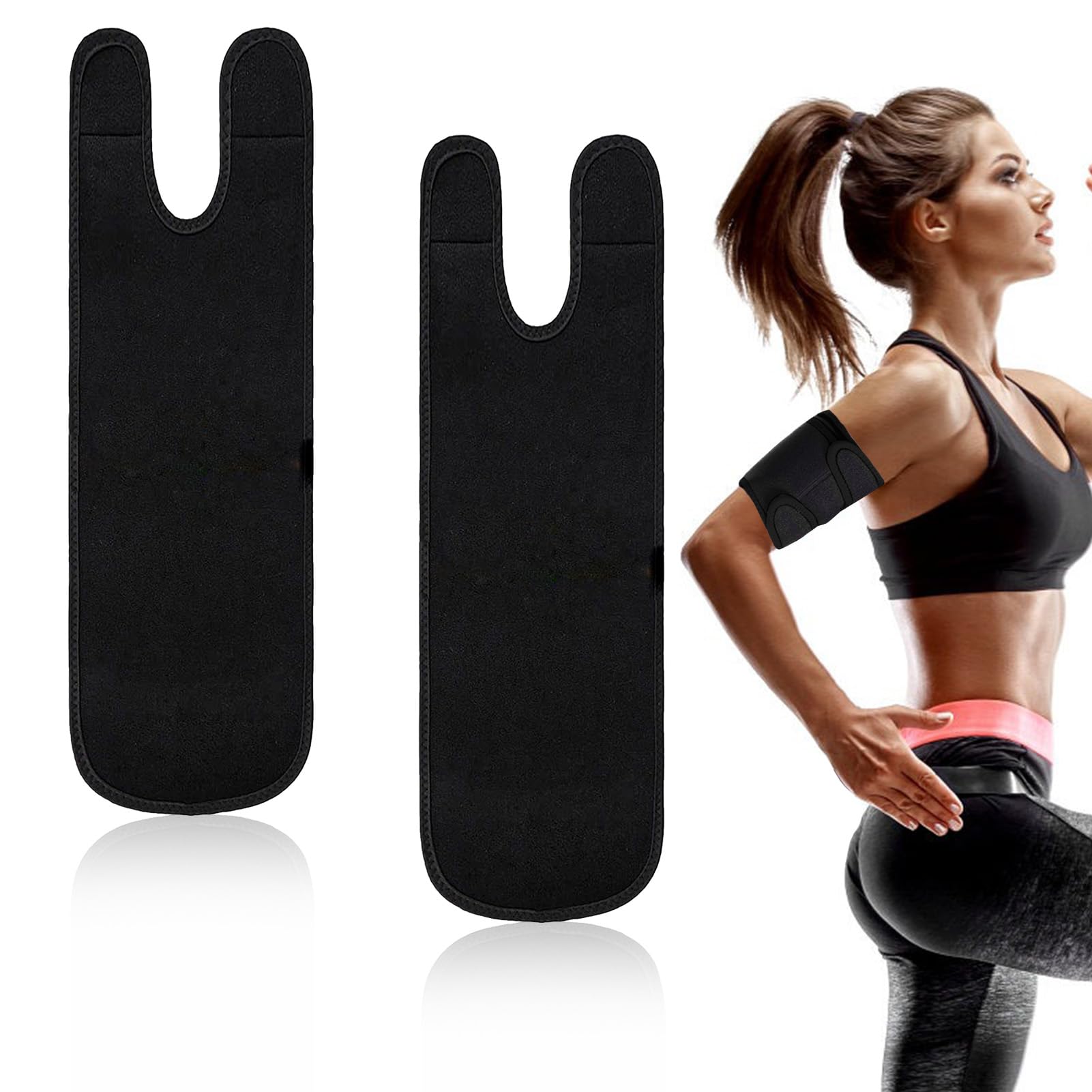 Qkhcable 2Pcs Black Upper Arm Sleeve Compression Bicep Tendonitis Brace Comfortable Adjustable Elbow Support Wrap for Men Women Relief Muscle Strains Pain Inflammation Arthritis Injury Recovery