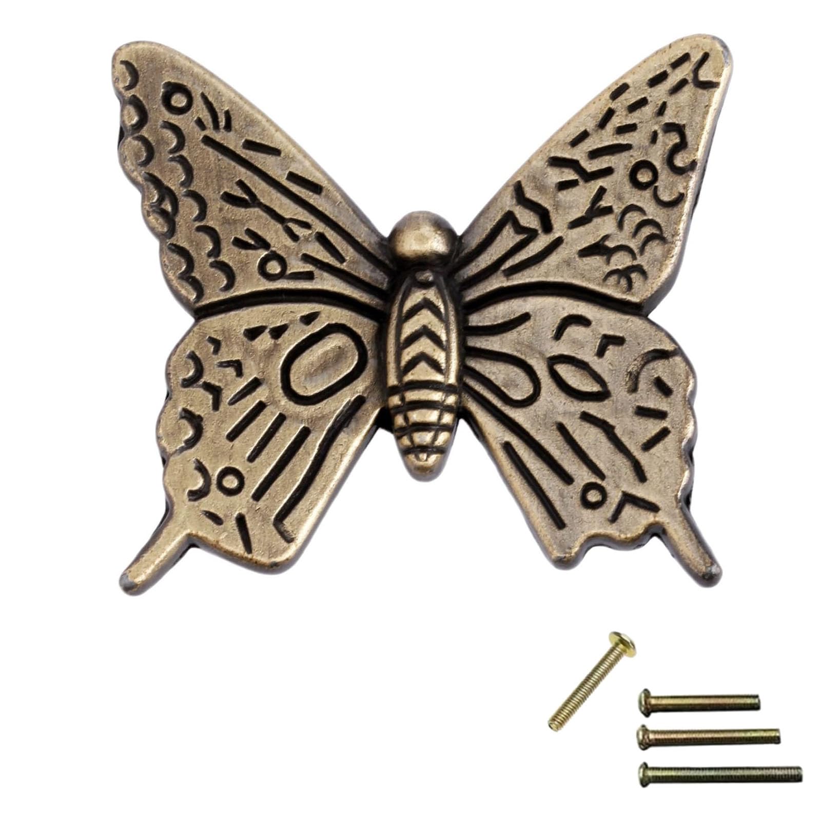 Mgoodoo Pull Handles Knobs Cupboard Door Knobs Cabinet Handles Furniture Chest Drawer Farmhouse Style Vintage Butterfly (2pcs, 43mm Antique Bronze)