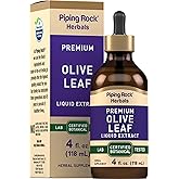 Piping Rock Olive Leaf Extract Liquid Drops | 4 Fl Oz | Alcohol Free Tincture | Herb Supplement | Olea Europaea | Vegetarian, Non-GMO, Gluten Free