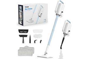 ACHTFACH Steam Cleaner, 6 in1 Rotated Steam Mop Cleaner with 2 Modes, 2 Microfiber Pads, 400ML Removable Tank, 23FT Power Cable, Detachable Steam Mops for Floor, Laminate Floor, Tiles Cleaning (Light Blue)