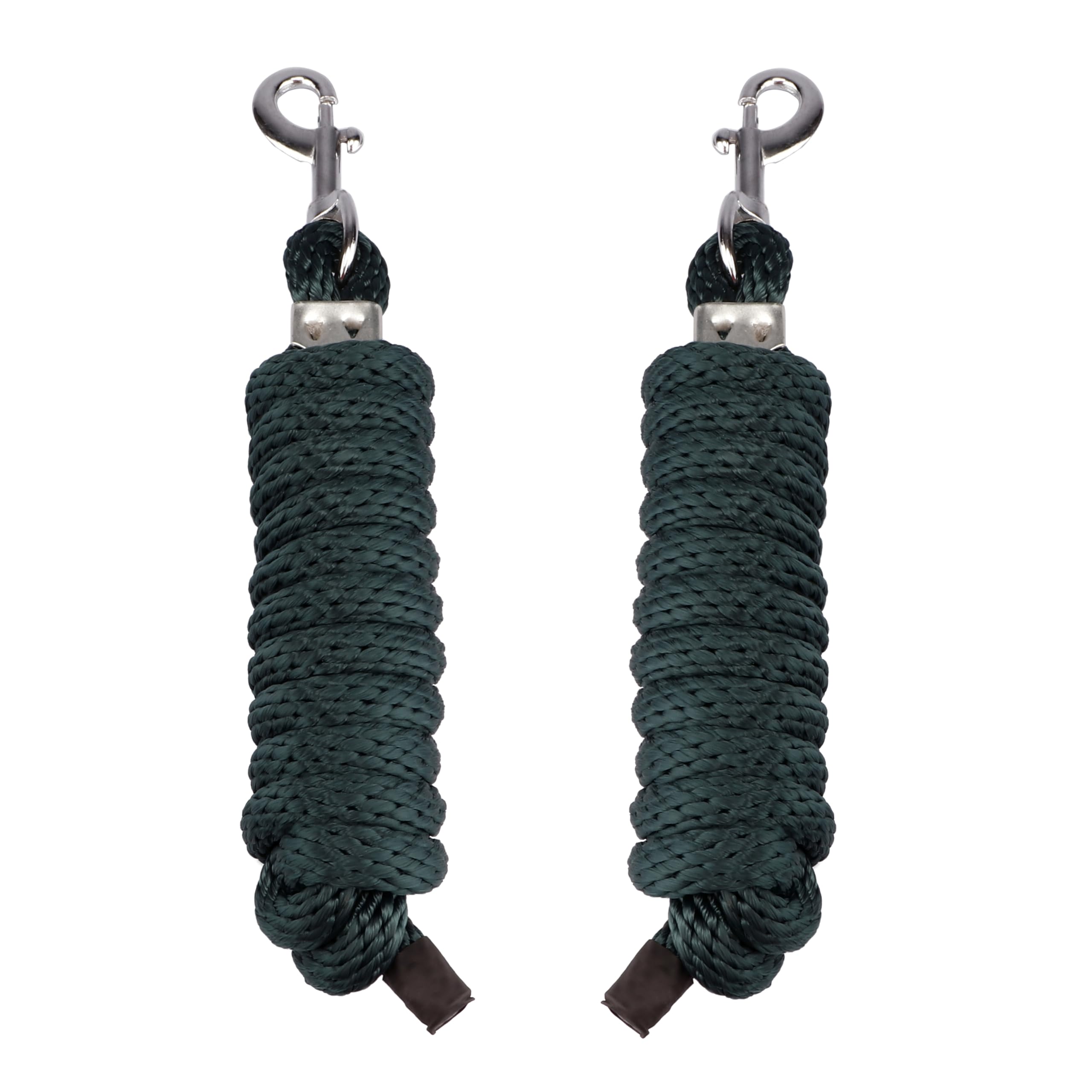 SIE Pack of 2 Solid Poly Lead Rope for Horse and Livestock 8 ft (Hunter Green)