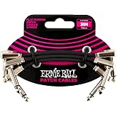 Ernie Ball Flat Ribbon Patch Cable 3-Pack, 3in, Black (P06220)