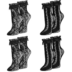 MKYSZLT Women Black Lace Socks Ruffle Frilly Dress