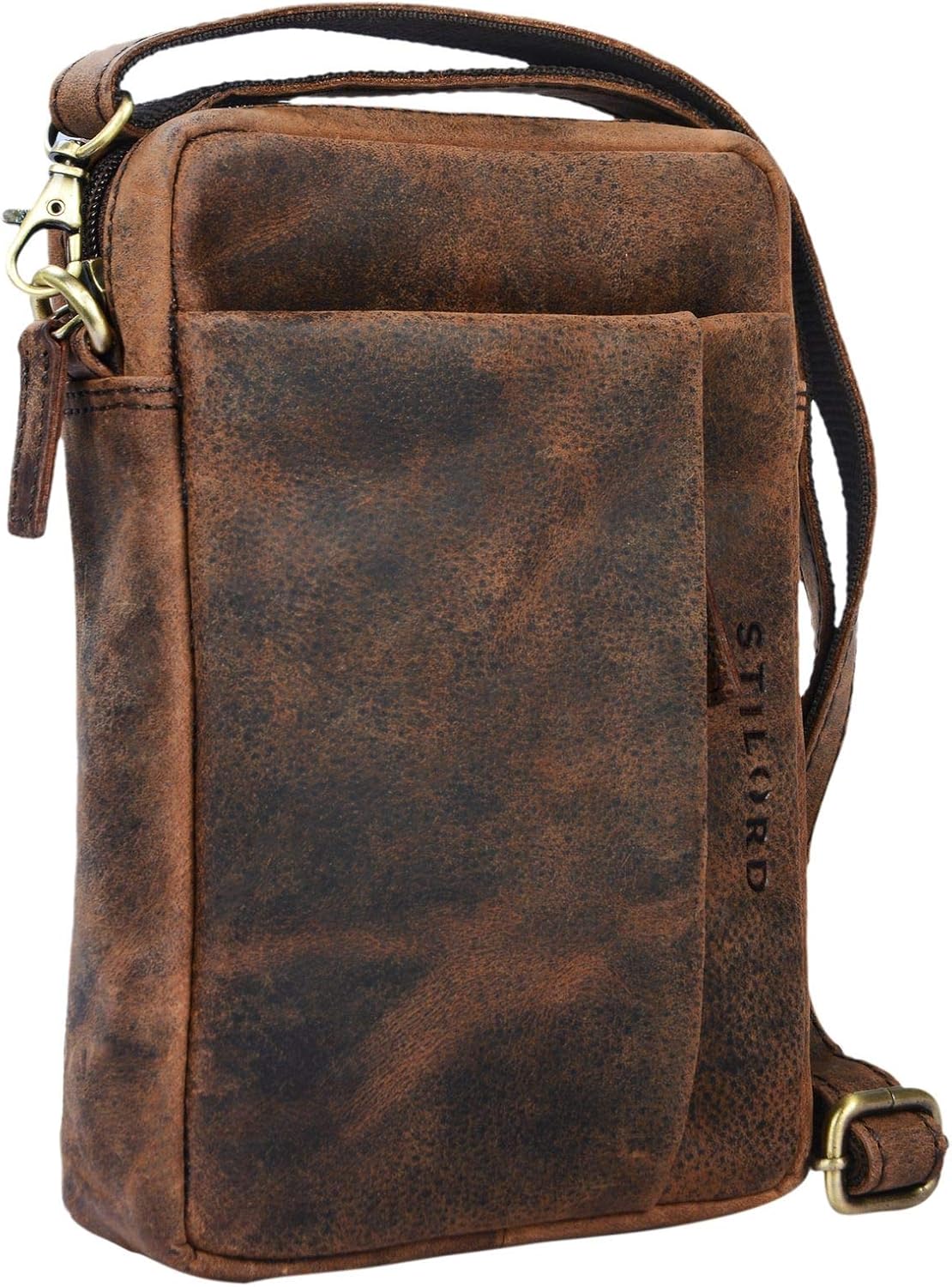 STILORD "Fiete" 2-in-1 Shoulder Bag/Wrist Bag Leather Men Vintage Hand Bag with Strap Small Cross Body Bag for Travel Journey Festival in Genuine Leather Colour:Sepia