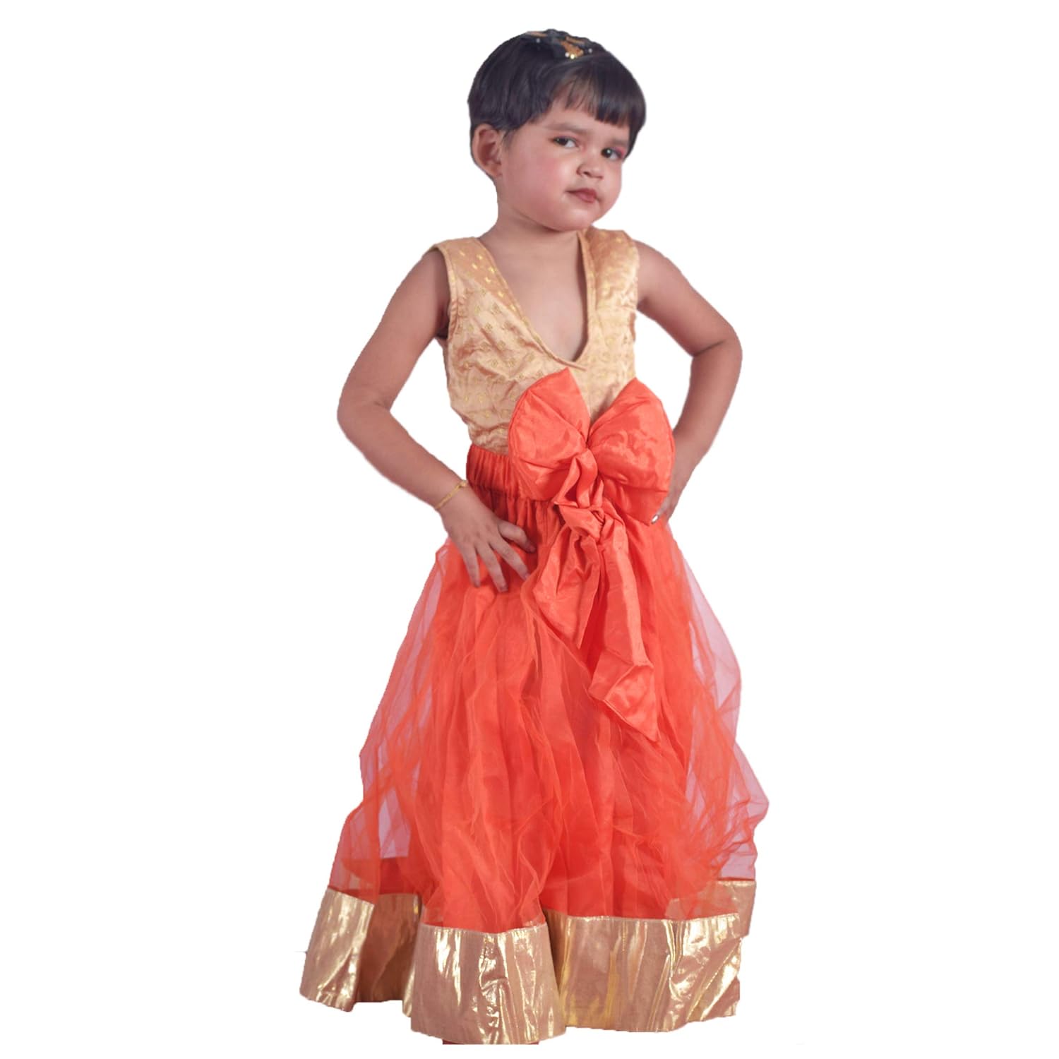 orange colour dress for girl