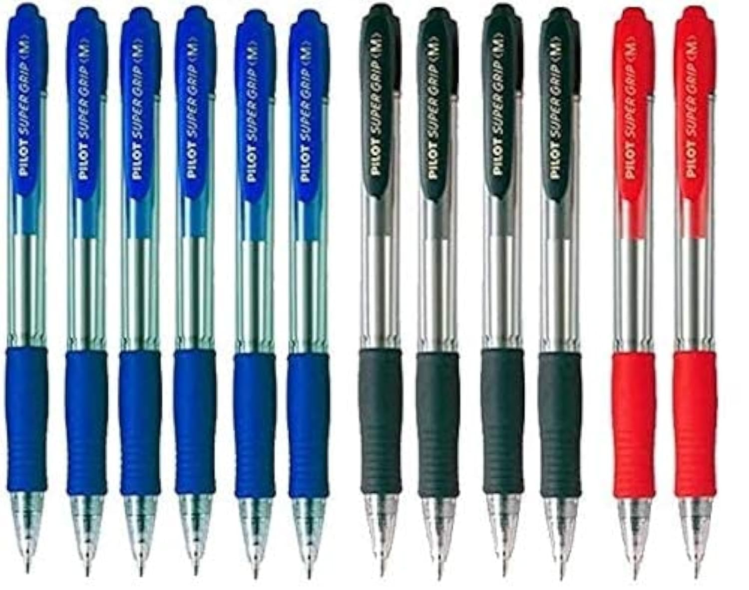 Pilot Supergrip Ballpoint Pen - 6 Blue, 4 Black and 2 Red (Pack of 12)