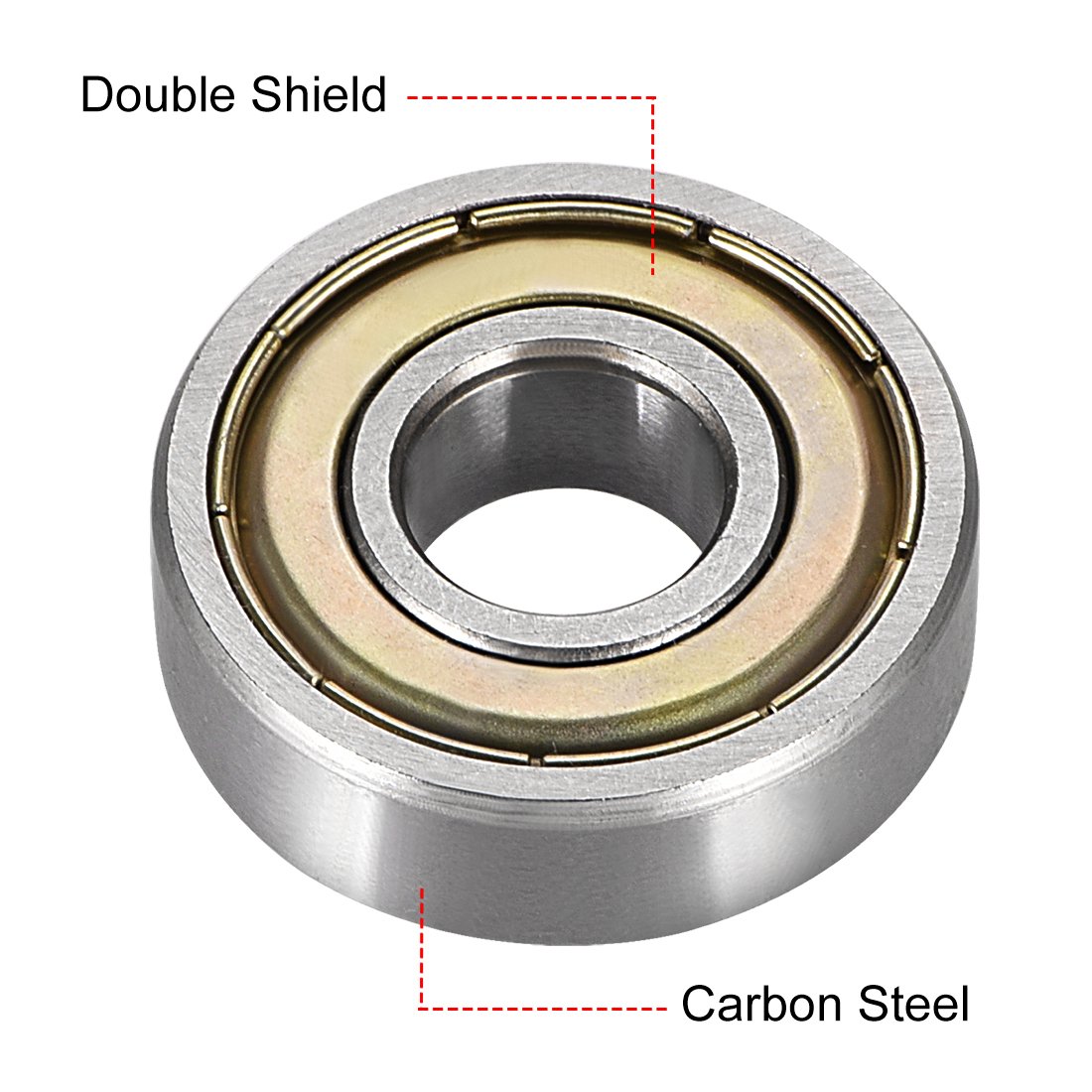 sourcing map 6000ZZ Ball Bearing 10mm x 26mm x 8mm Double Shielded 6000-2Z 80100 Deep Groove Bearings High Carbon Steel Z1 (Pack of 10) - Image 3
