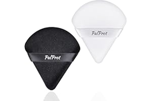 PALPROT 2 Pcs Triangle Makeup Powder Puff for Face - Soft Triangle Velour Powder Puff Reusable - Triangle Powder Pad Pressed Applicator - Under Eyes Face Corners Loose Setting Powder
