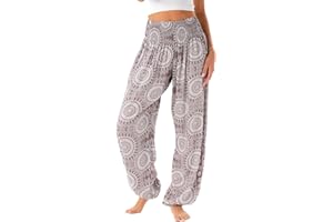 Lotus and Luna Women's Harem Pants Thai Pants for Beach & Lounge High Waisted Flowy Boho Pants Genie Pants Yoga Pants