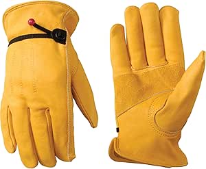 Wells Lamont Men's Cowhide Leather Work Gloves | Adjustable Wrist, Puncture and Cut Resistant | Large (1132L)
