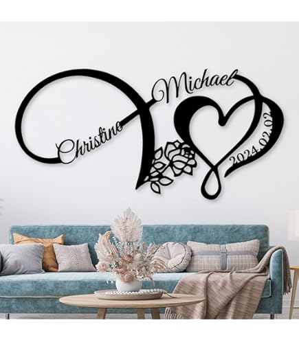 thumbnail image 2 of Personalized Metal Wedding Sign - Custom Family Name & Date Heart Wall Art Decor 2 of 11