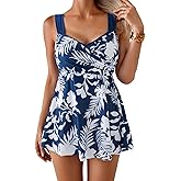 Aidonger Women's One Piece Swimdress Swimsuit Tummy Control Full Coverage for Large Bust Bathing Suit