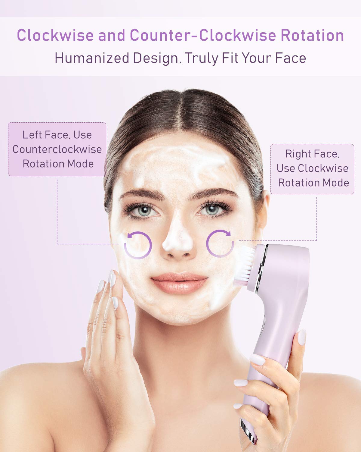 Liberex KC-5200 Spin Facial Cleansing Brush - Bi-directional Rotation Mode Face Brush with IPX7 Waterproof, Wireless Charging, 2 Different Brush Heads for Sensitive, Mixed and Oily Skin: Beauty