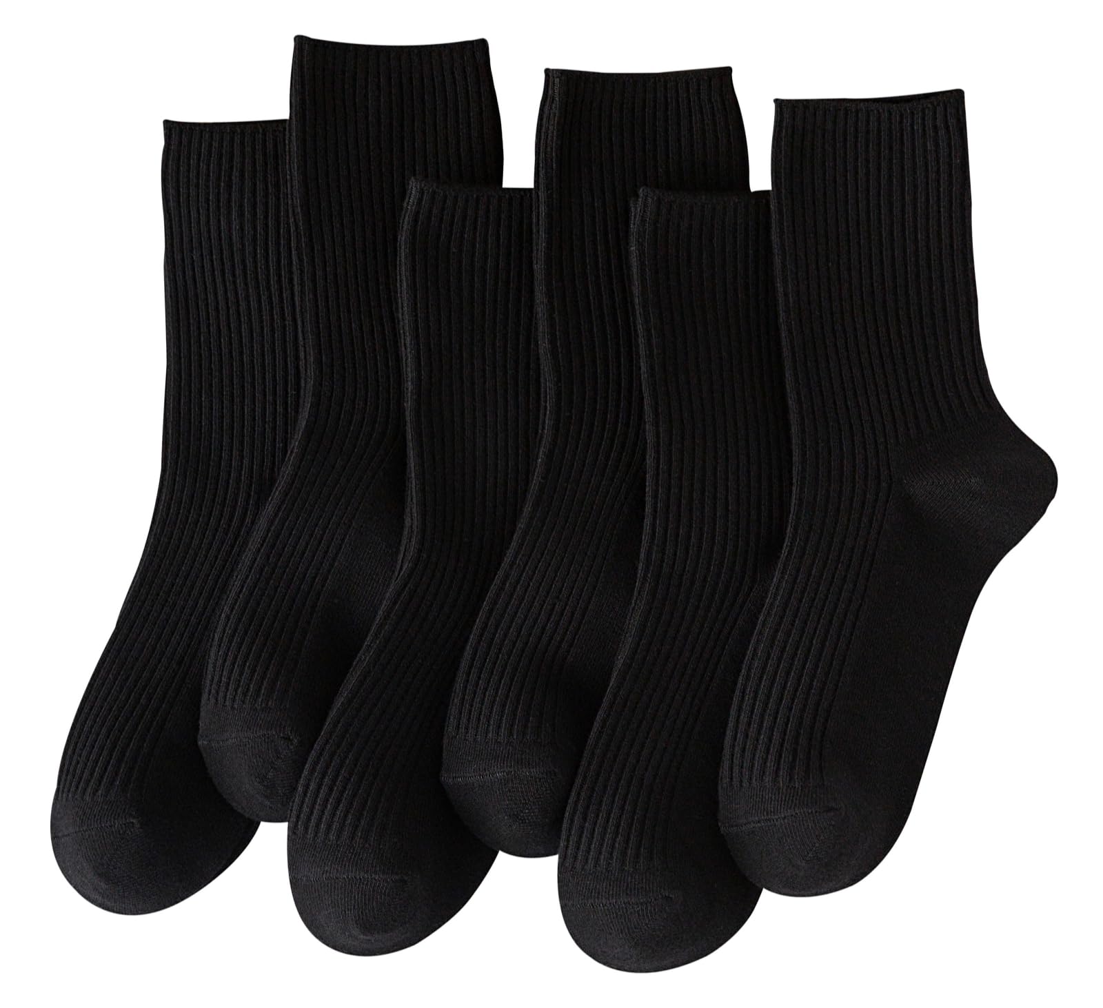 Photo 1 of ACCFOD Black Crew Socks for Women, Soft Thin Cotton Socks for Women Girls - Size 5-9