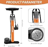 Jsdoin Bike Pump High Pressure Floor Pump Dual Presta Schrader 160 psi Orange view 2
