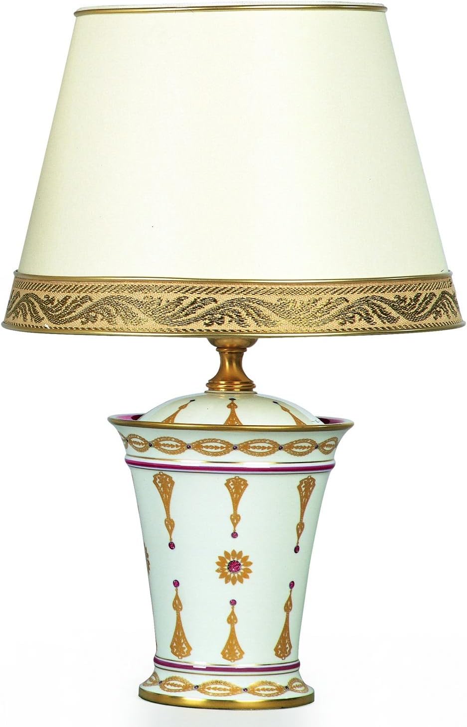Le Porcellane Table lamp PonteVecchio White/Gold Handmade,Made in Italy