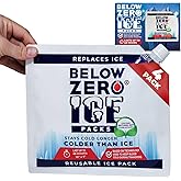 Below Zero Reusable Ice Packs for Coolers – Long Lasting Cooler Ice Pack Blocks, Leak-Proof Freezer Packs for Camping, Lunch Boxes & Travel