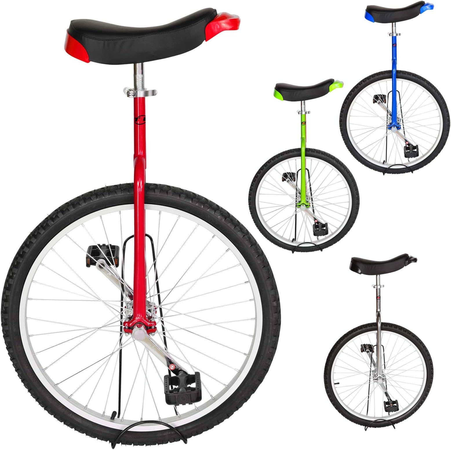 T4B Freestyle Unicycle 24-Inch Wheel - Leakproof Butyl Wheel Tire - Outdoor Sports Fitness Exercise Health - Red