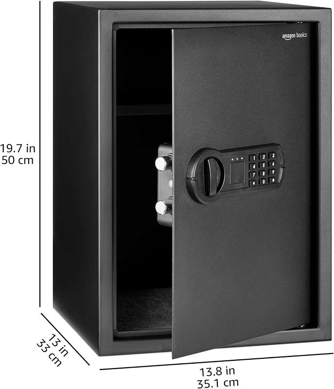 Cassaforte elettronica in acciaio con serratura digitale programmabile, per gioielli, denaro e oggetti di valore, 51 litri, 35 x 33 x 50 cm (larghezza x profondità x altezza), nero
