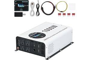 OUBOTEK 1000 Watts Power Inverter Peak Power 2000W Pure Sine Wave 12V DC to 120V AC RV Converter with Wireless Remote Control LCD Display 4 AC Outlets Dual USB Port Type C Off Grid Solar Inverter