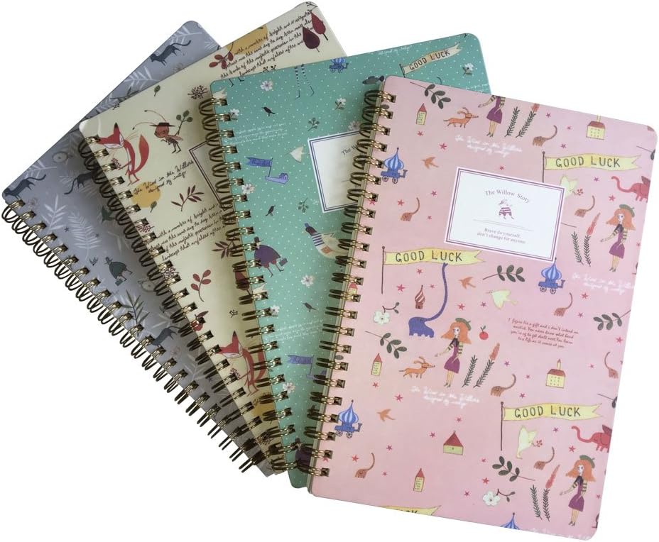 XYTMY 5x8 Top Lined Wirebound Notebook 1 Subject Spiral Notebook College Ruled Journal for Work Teachers Meeting - 60 Sheets 120 Pages (Set of 4)