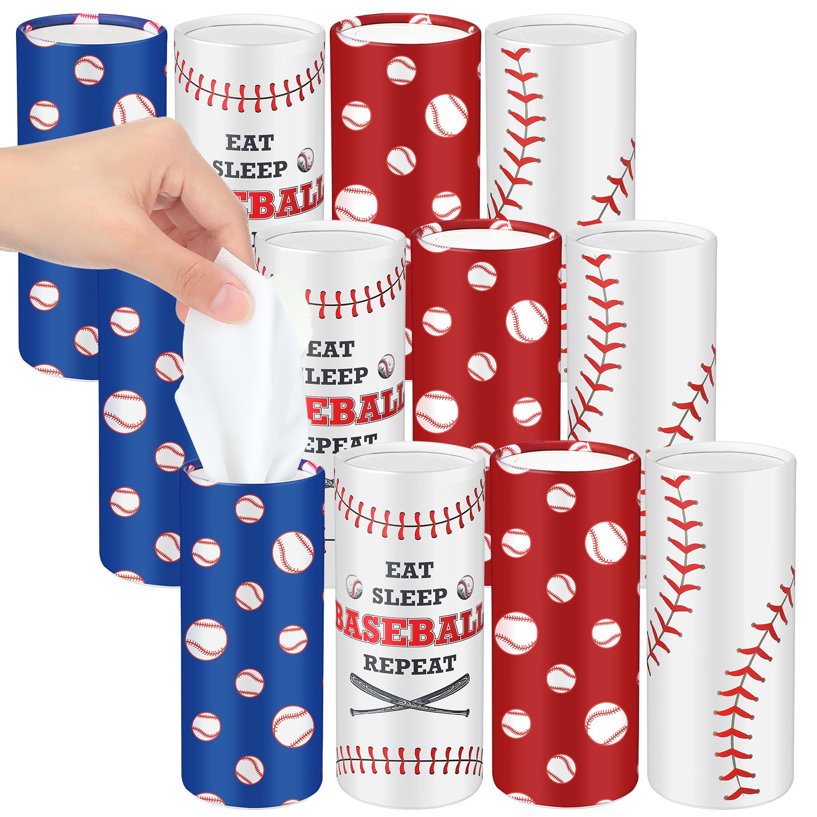 Photo 1 of ***Factory seal***
Faccito Pcs Car Tissues Cylinder Holder with Facial Tissue Bulk Baseball Themed Tissue Holder Travel Tissues Tubes Boxes Container for Car Cup Baseball Party Decoration Supplies