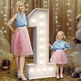 Teebloom 4FT Light Up Marquee Number 1- Large Foam Board Mosaic Kit | Includes Stand and Weighted Water Bag for Wedding, Birthday, Anniversary and Baby Shower Party Decoration