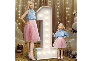 TEEBLOOM 4FT Marquee Light Up Numbers 1,Party Decoration Large Marquee Light Up Letters with Weighted Water Bag,Pre-cut Foam Board Set Can Be Used for Birthdays,Weddings,Baby Anniversaries