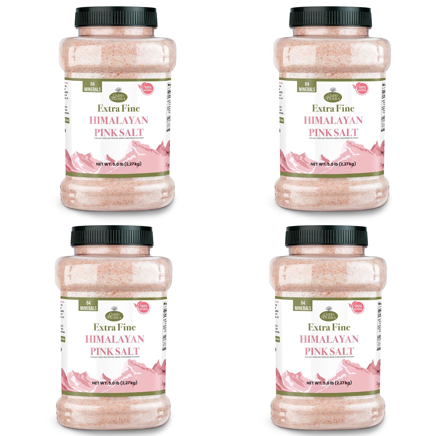 Good Tierra Himalayan Pink Salt in Jar - Extra-Fine Grain - 5 lb. (4 Pack) Image