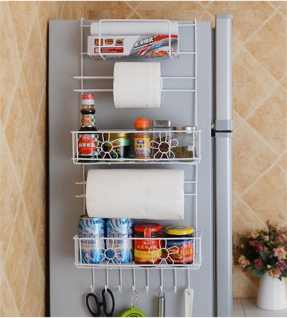 Refrigerator Rack Kitchen Multi-function Shelf Metal White