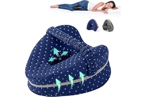 jewsuva Alignment Pillows for Side Sleepers, Hip Alignment Pillow, Knee Pillow for Side Sleepers, Leg Pillows for Sleeping, Suitable for Relieving Leg, Back, Knee (Grid Blue)