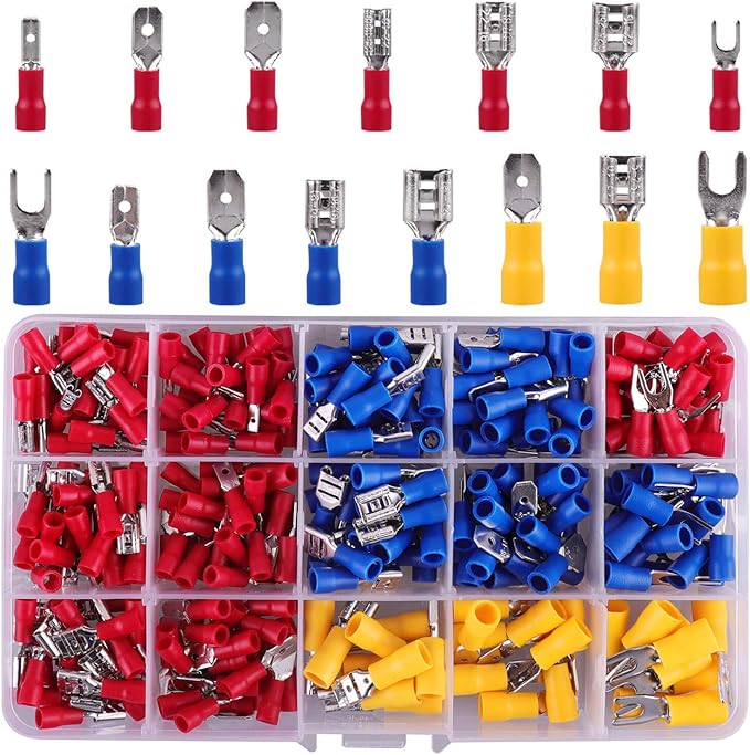 Crimp Connectors, 330pcs Spade Connectors and Fork Connecors Insulated