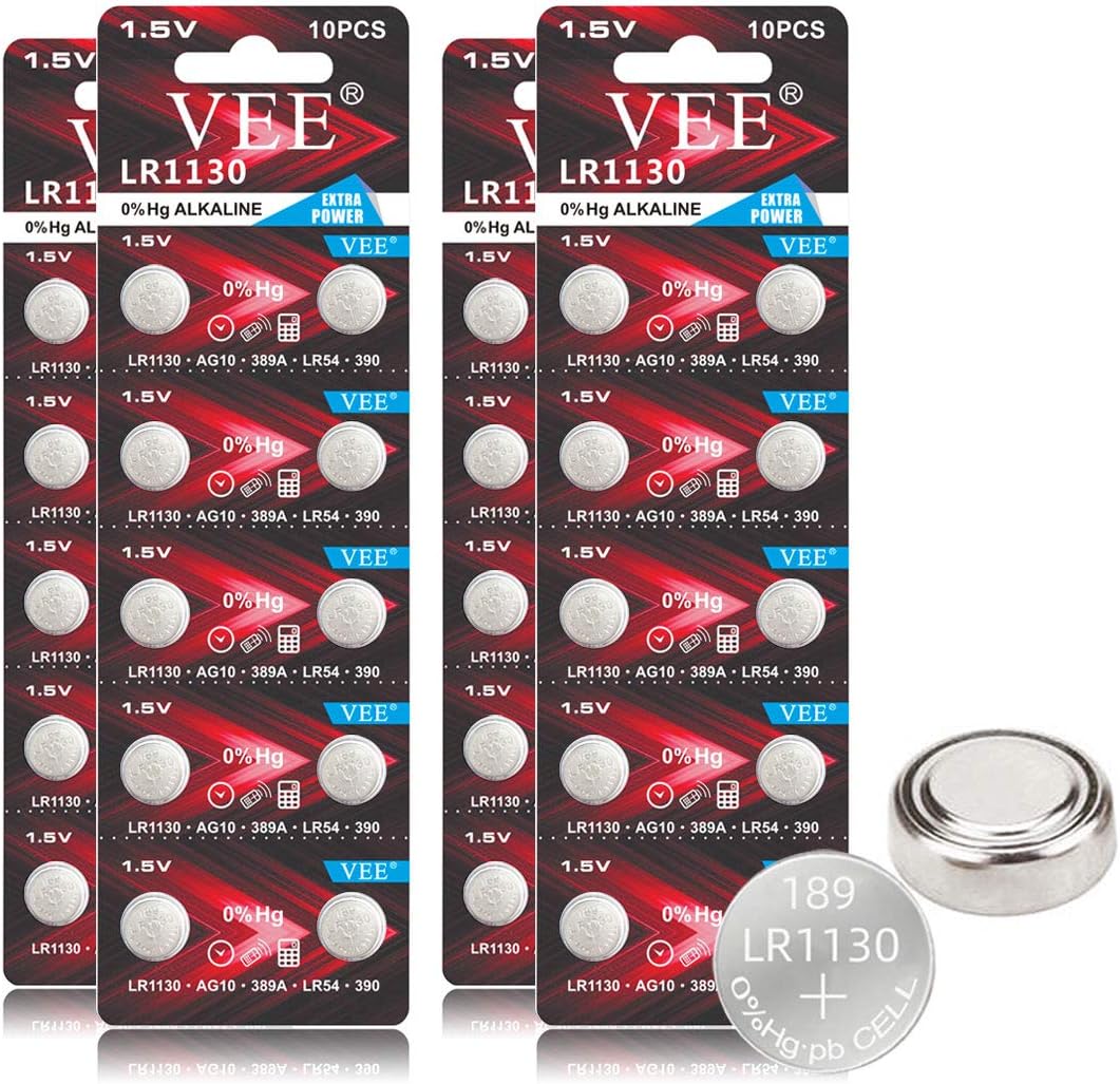 VEE LR1130 Battery AG10 389A LR54 1.5V Alkaline Button Battery 40pcs: Home Audio & Theater