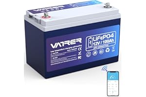 VATRER POWER 12V 100AH Bluetooth LiFePO4 Lithium Battery with Self-Heating, Built-in 100A BMS, Supports Low Temp Charging(-4°F), 5000+ Cycles, Perfect for RV/Camper, Solar, and Off-Grid Applications, etc.