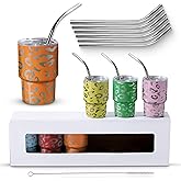 LC Emporium Mini Tumbler Shot Glass with Straw - Mini Tumblers with Lids and Straws, Stainless Steel Take Shots Straw, 3oz Sublimation Shot Glasses, Tiny Insulated Cup, Small Tumbler Keychain