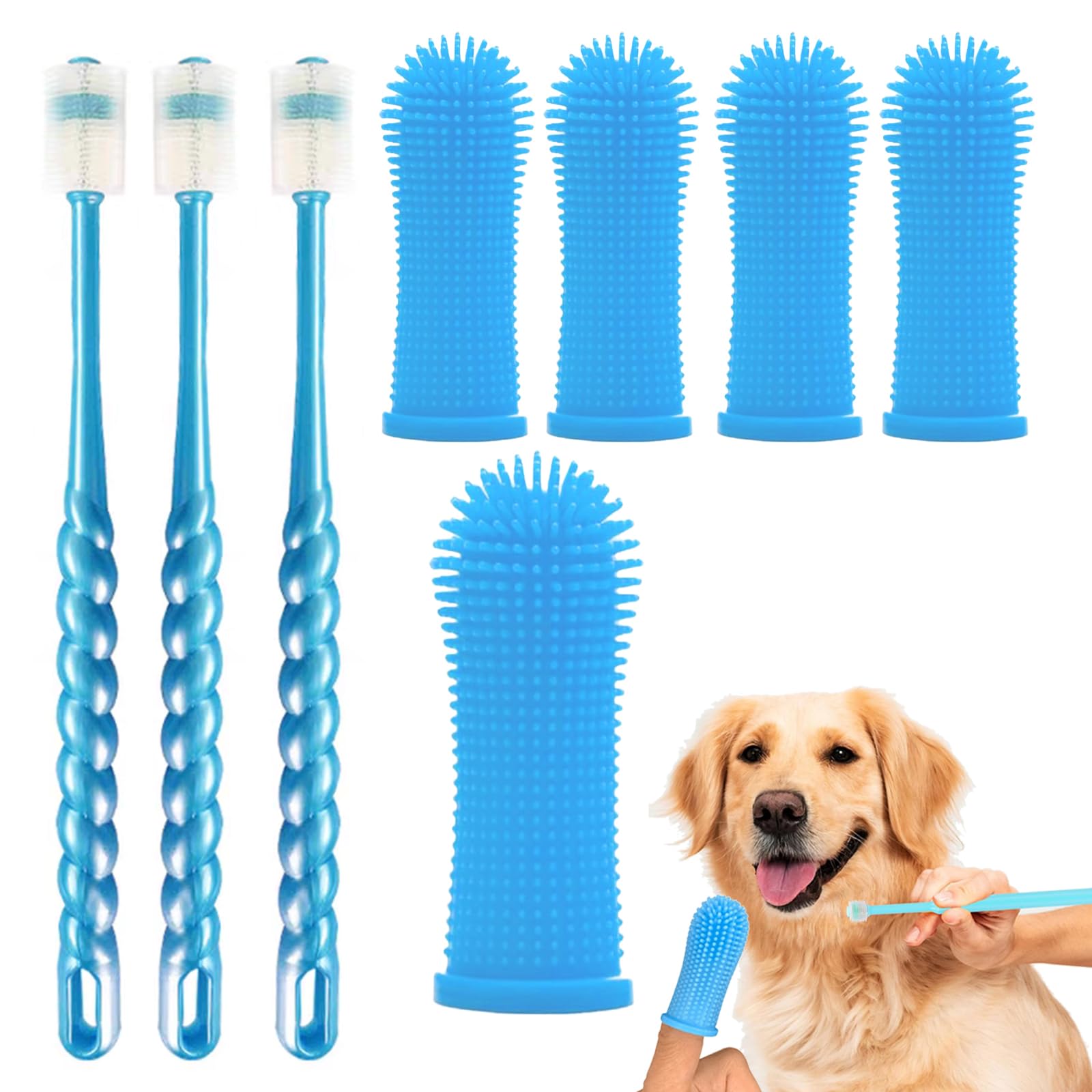 Dog Toothbrush, 8 Pcs Exquisite and Compact Cat Toothbrush, A Dog Toothbrush Finger Suitable for Cleaning and Caring for The Teeth of Small Dogs and Cats