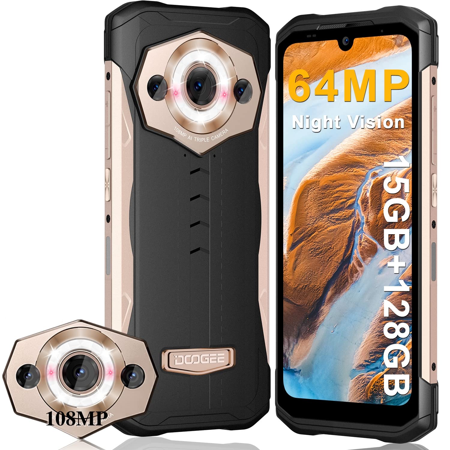 DOOGEE S99 Rugged Smartphone, 15GB+128GB, 6.3-inch FHD+ Display, 108MP Triple Camera, 64MP Night Vision, 6000mAh Battery, Dual 4G, IP68 Waterproof, Unlocked