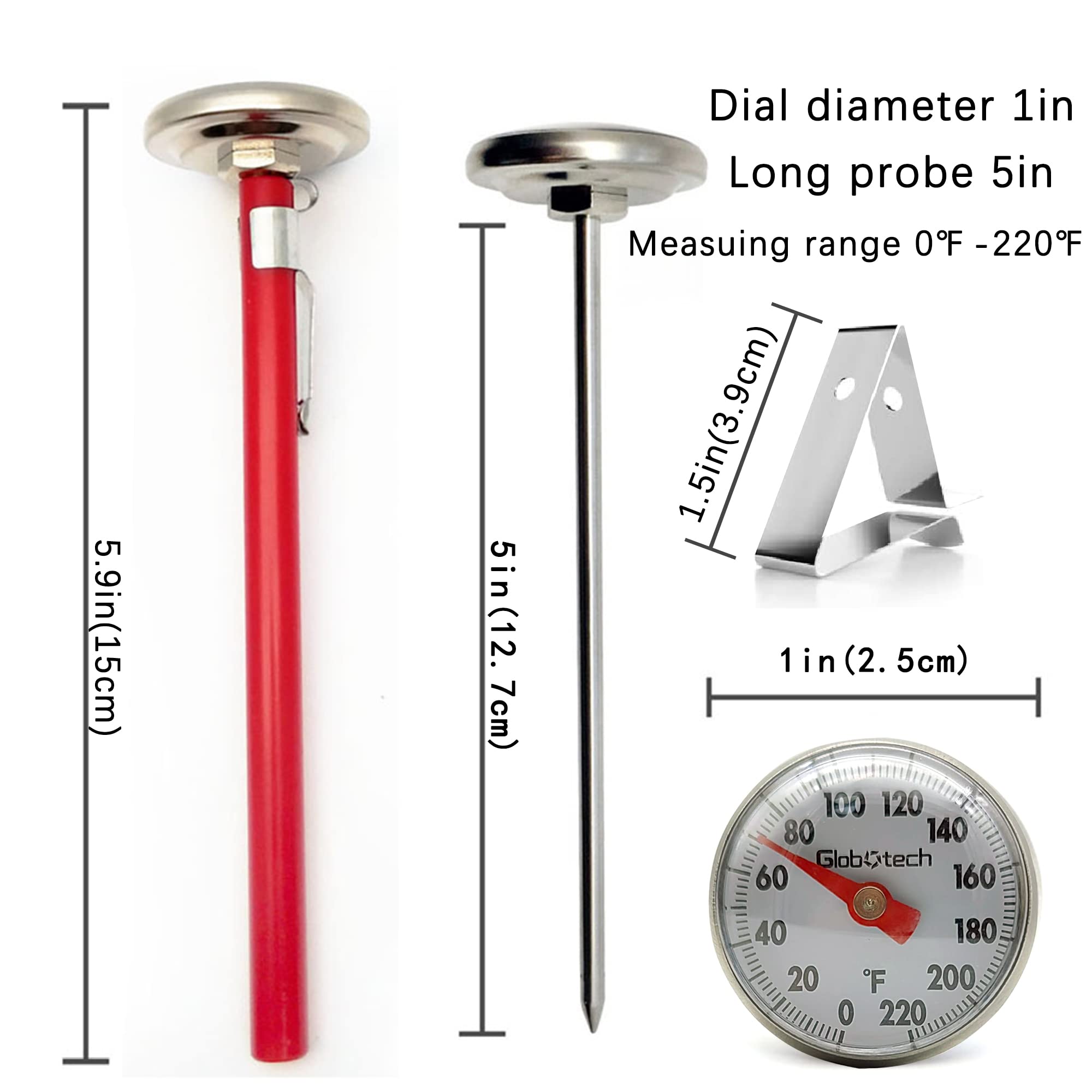 Kitchen Food-Cooking Meat Coffee Thermometer – Set of 3 Pocket Espresso Thermometer for Milk Foam Frothing Chocolate Water Grill, Turkey, BBQ Temperature Stainless Steel 1