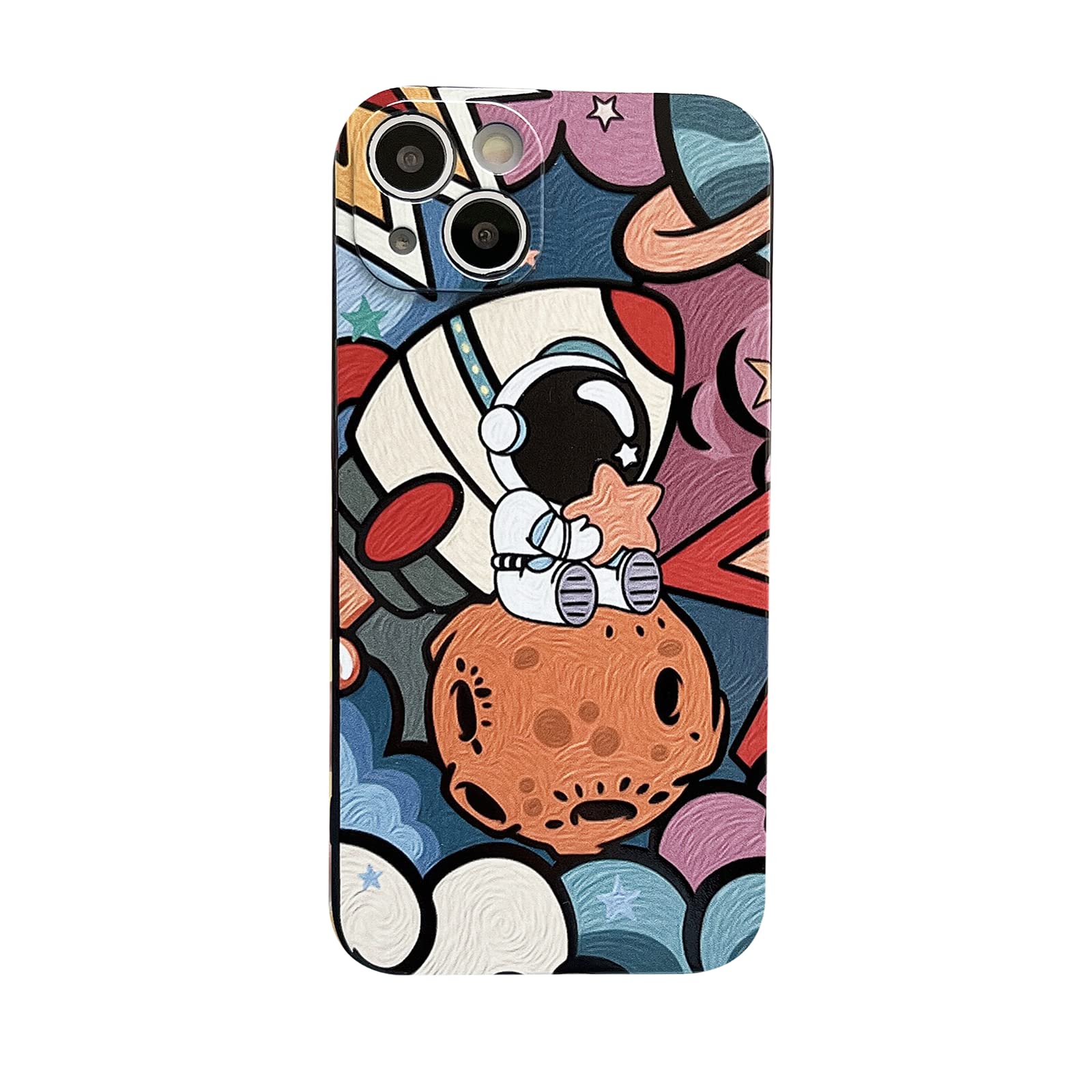 Yonds Queen Compatible with iPhone Xs Max Cute Case, Cool Cartoon Astronaut Planet Space Painting Design Stylish Soft TPU Bumper Shockproof Anti-Slip Protector Case (iPhone Xs Max, Planet) — image 1