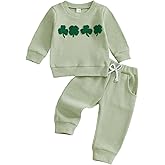 NEVUQO Toddler Baby Boy Girl St Patricks Outfit Shamrock Sweatshirt Pant Sets Cute Little Kids Saint Patrick's Day Gifts